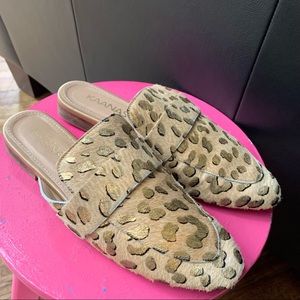 Kaanas Milan Loafer - Real Cow Hide Slides - Leopard Print